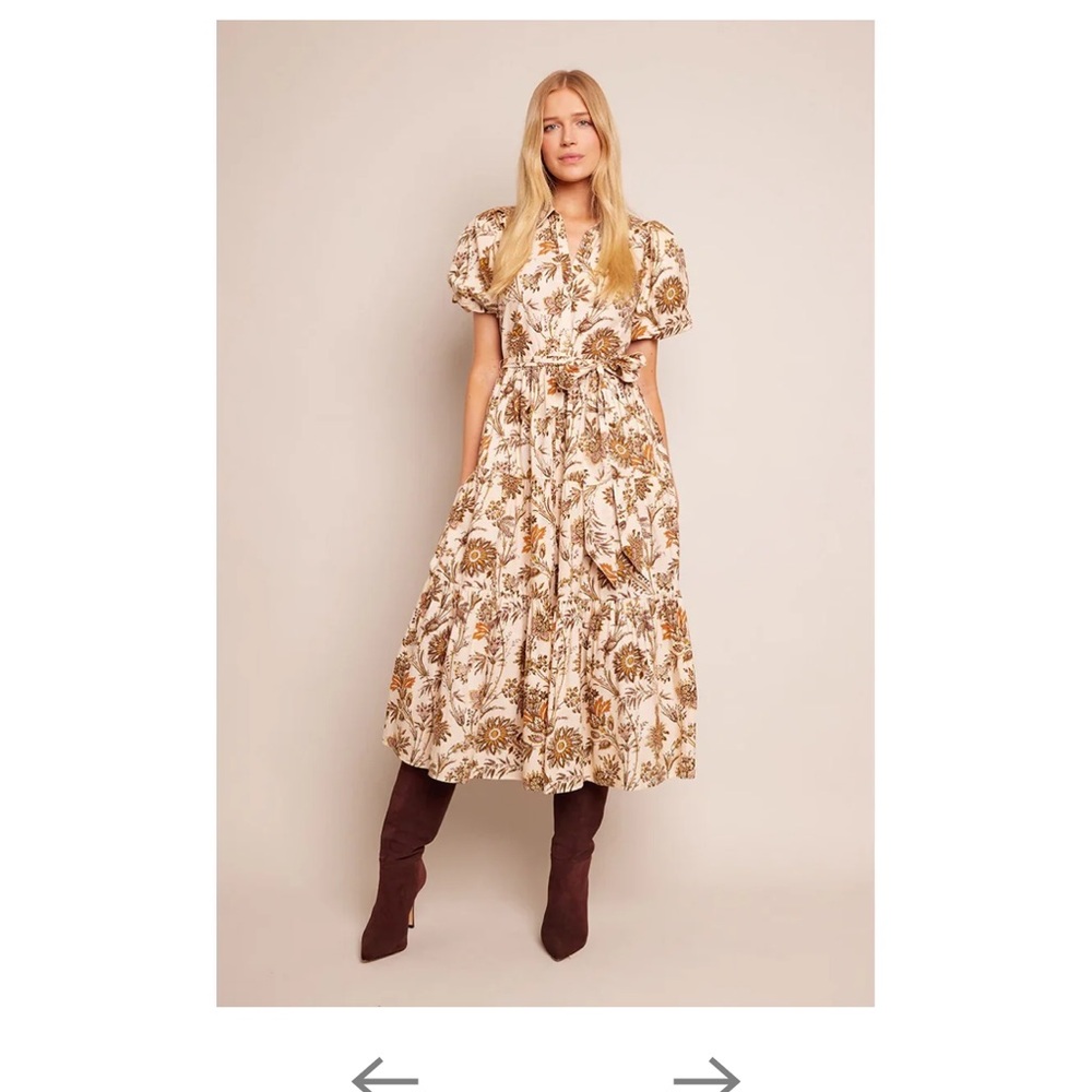 Cara Cara Mardi Midi Shirtdress in Turtledove Vine Blooms Size M